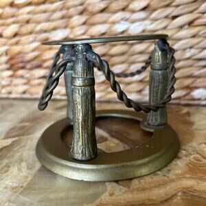 Brass Pedestal Display Stand Rope Decor